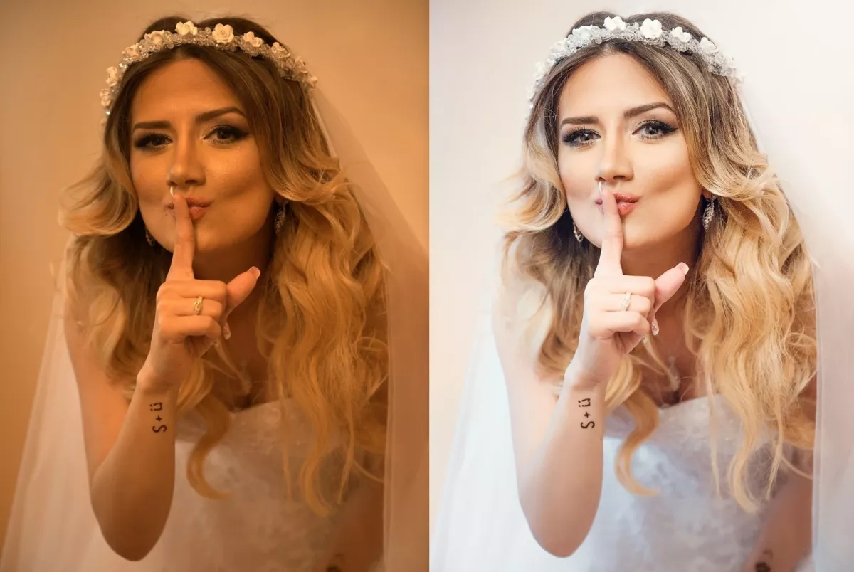 Ретушь свадебного фото Образец до/после - ретушь свадебного фото