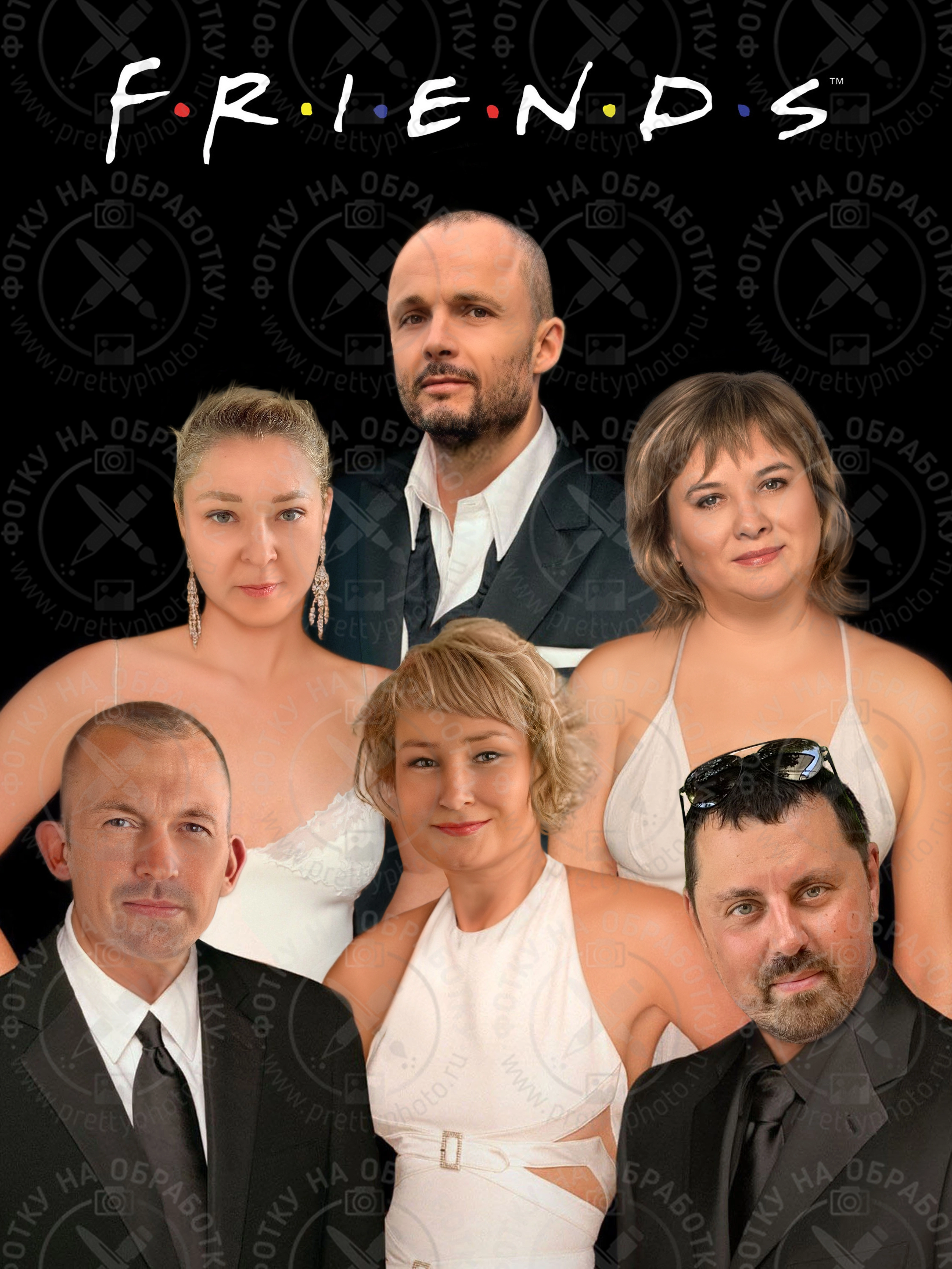 Вставка лиц в постер сериала - Друзья Образец фотомонтажа по вставке лиц в постер - Friends