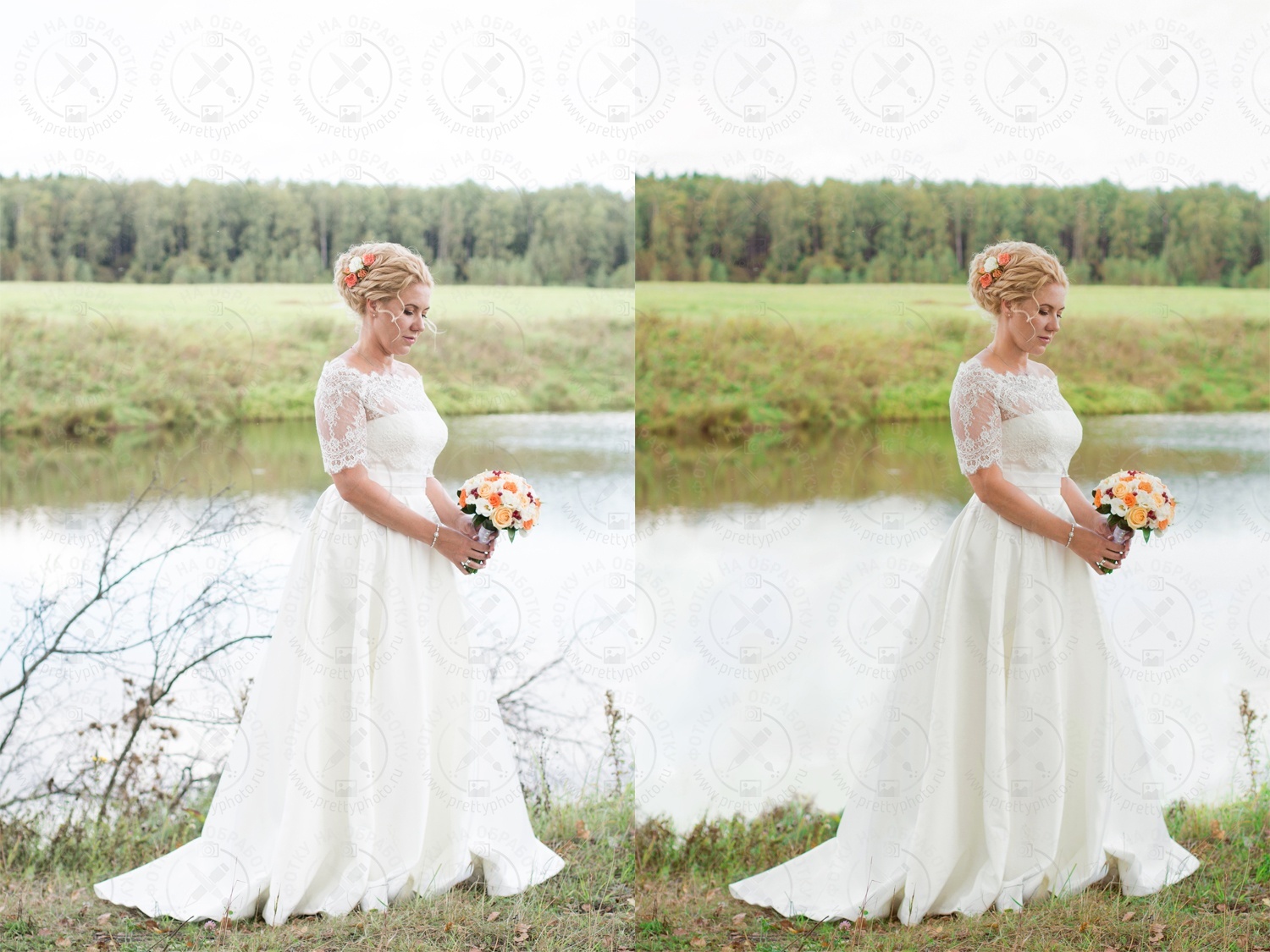 Комплексная ретушь и цветокоррекция свадебного фото