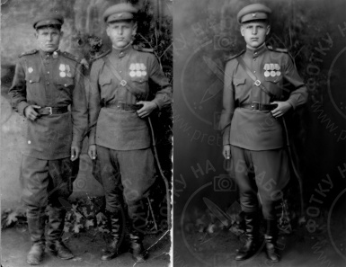 Сложная реставрация армейской фотографии, фотомонтаж