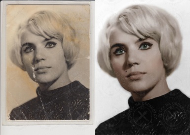 Колоризация старого фото женщины