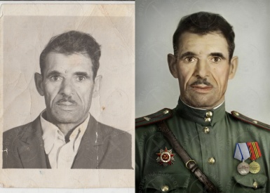 Раскрашивание черно-белого фото мужчины в военной форме