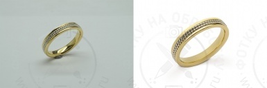 Пример ретуши золото-серебряного кольца